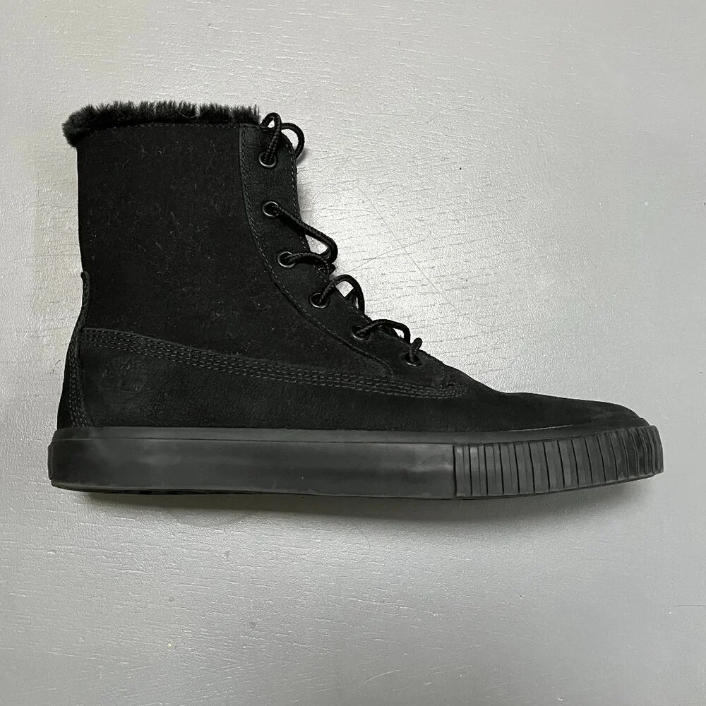 Timberland Women's Skyla Bay‎ Lightweight Fold Down Fur Lined Black Size 8